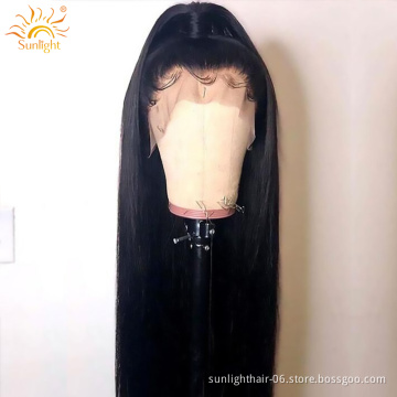 Sunlight cheap human hair peruca 360 lace frontal wig 360 lace frontal wig straight glueless 100 virgin for women black color